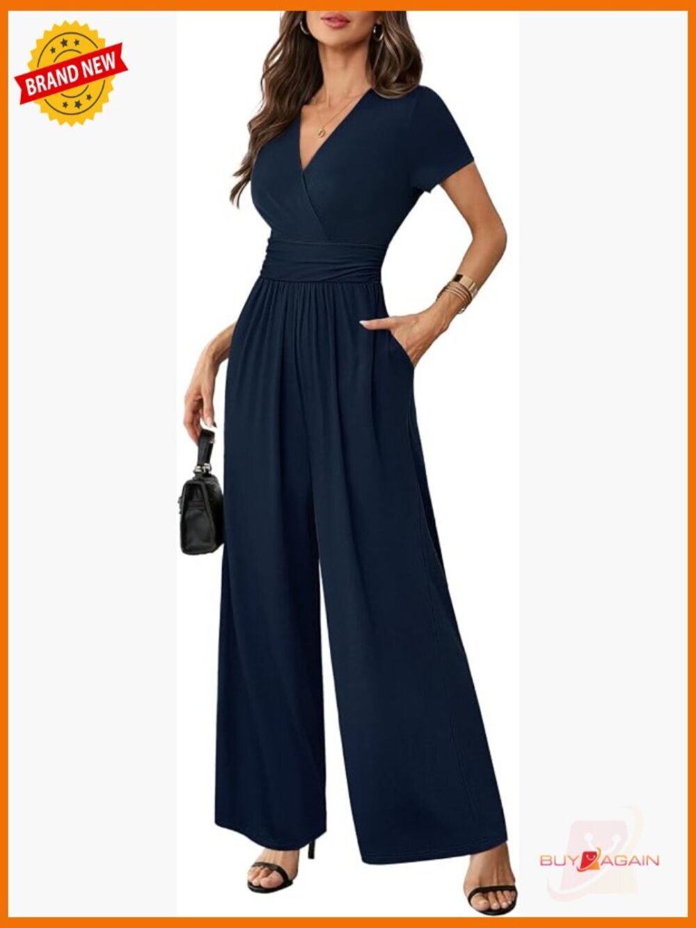 Women's Dressy Jumpsuit with Pockets High Waist Side Ruched Romper